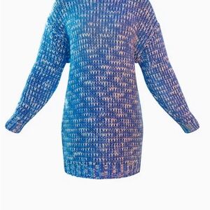 Blue and White Knit Dress